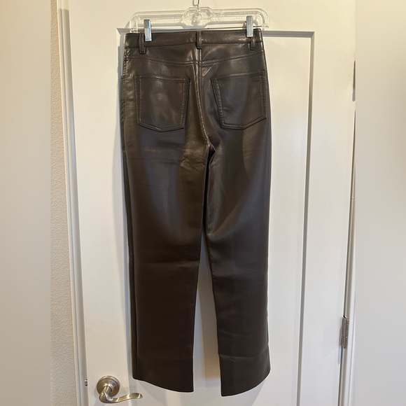 Aritzia Wilfred The Melina Cropped Faux Leather Pant color dark brown Size 4 - Picture 10 of 16